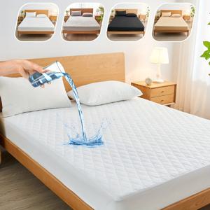 TEMU 1개 럭셔리 소프트 엠보싱 매트리스 프로텍터 - 고품질 & 통기성, 세탁기 사용 가능, 조용한 피티드 시트, 싱글/더블/트윈/풀/XL/킹 사이즈 (높이 11.8인치), 솔리드 컬러 침구, 게스트룸 & 기숙사 필수품 (베개커버 제외)