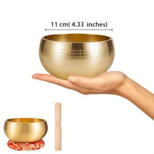TEMU 순수한 구리로 만들어진 아름다운 싱잉볼. 요가 및 명상에 적합하며, 손으로 광택 처리된 끝이 특징입니다. 자수 쿠션과 숙련된 가공된 나무 막대가 함께 제공되어 A 및 공명음을 내어줍니다.