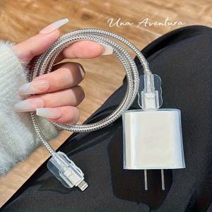 TEMU 아이폰 14 프로 맥스, 13, 12, 11용 투명 TPU 충전 케이블 보호기 4개 세트 - 내구성 있는 방수 디자인, 고속 충전 호환, 남자친구/여자친구를 위한 완벽한 선물