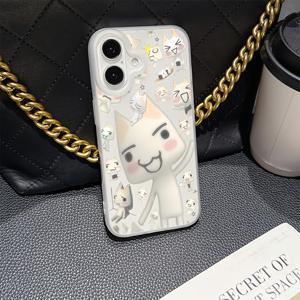 TEMU 휴대폰 케이스 - 귀여운 만화 흰 토끼 아이폰 16 15 14 13 12 11 Pro Max Mini XR XS X 7 8 Plus 소프트 TPU 무광택 후면 커버