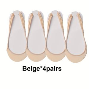 TEMU 4/8쌍 여성용 나일론 아이슬리키 섬유 노쇼 보트 양말, 미끄럼 방지 뒤꿈치 그립 & 쿠션 밑창 - 봄/여름용 통풍 오픈힐 디자인, 세탁기 사용 가능 (단색), 미끄럼방지 신발, 내구성 있는 구조