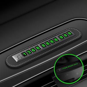 TEMU 자동차 대시보드 장식품 고급 블랙 가죽 자동차 주차 번호판 - 11자리 대시보드 장식품, 다양한 모델에 대한 유니버설 피트, 스타일리쉬 자동차 인테리어 액세서리, 대시보드 장식품|슬림 디자인|가죽 소재