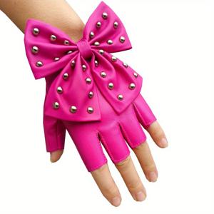 TEMU 여성용 보우 및 스터드 장식의 핑거리스 장갑, 나이트클럽, 바, 축제, 공연, 폴댄스 및 댄스에 적합
