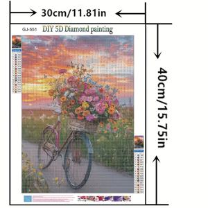 TEMU 1개 DIY 페인팅 풀 드릴 꽃 자전거 홈 선물 장식 만들기 30*40cm/15.75*11.81인치