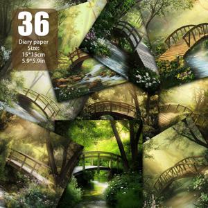 TEMU 풍부한 녹색 식물과 꽃이 만발하는 야생화로 둘러싸인 섬세한 나무 다리가 반짝이는 개울을 가로지릅니다. 부드러운 햇빛이 나뭇잎 사이를 비추어 꿈같은 자연 풍경을 연출합니다. 스크랩북용 종이, 수제 종이, DIY 앨범 및 인사말 카드, 배경 장식 등에 적합한 재료 종이입니다. 규격: 5.9*5.9인치 36장