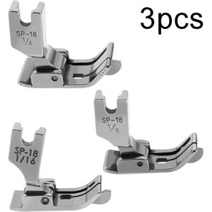 TEMU 1/16, 1/8, 1/4인치 사이즈용 오른쪽 가이드가 있는 산업용 재봉틀 압착 발 3개 세트