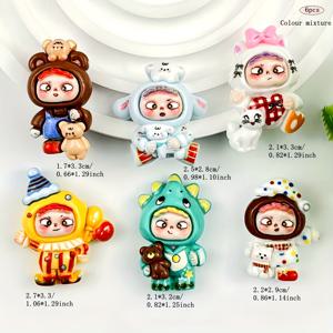 TEMU 6개 혼합 색상 레진 밝은 색상 세로 구멍 서커스 피규어 장식 비즈 장식 추가, 신발 장식, 헤어 장식 장식 휴대폰 케이스 장식
