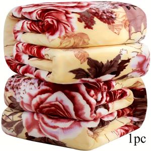 TEMU 꽃무늬가 있는 포근한 여름 낮잠 담요 - 부드럽고 편안하며, 패딩 처리가 없는, 털 빠짐 없음, 하늘색 구름 & 노란색 꽃 디자인, 홈 데코에 이상적, 사계절 사용, 홈 데코 담요|꽃무늬 담요|플러시 폴리에스터