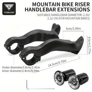 TEMU TOSUOD 경량 자전거 확장 핸들바 및 자전거 그립 핸들바 엔드 캡 1쌍, 산악 자전거 바 엔드, 자전거 보조 핸들바, 보조 핸들 형광 핸드 그립 보조 핸들 클로 핸들