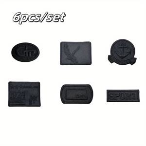 TEMU 6개/세트 블랙 자수 패치, 다림질 및 재봉용, 자수 배지, 의류 수리 및 장식, DIY 액세서리 스티커