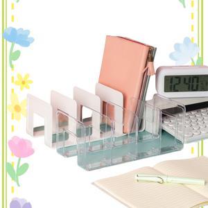 TEMU 2개 묶음 4단 흰색 책꽂이, 멀티 컬러 책 스탠드 책장 책 클립 책 지지 클립 책 홀더 수납 랙 고등학생 간편한 데스크탑 책 보관 랙 플라스틱 책상 필수품 책꽂이 칸막이