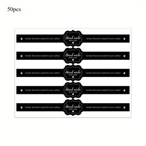 TEMU 50개 스티커/팩, 레드 & 블랙 긴 스트립 장식 실링 스티커, 선물 상자 베이킹 케이크 상자 장식 스티커로 사용 가능