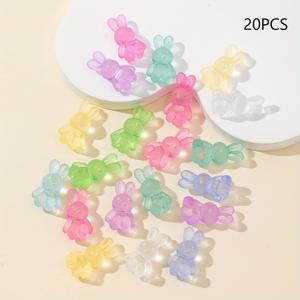 TEMU 20개 아크릴 매트 토끼 구슬 - 긴 귀 DIY 액세서리, 키체인, 헤어 장식용, 핸드메이드 , 큐티 디자인, 반투명 소재, 창의적인 프로젝트 및 예술가용