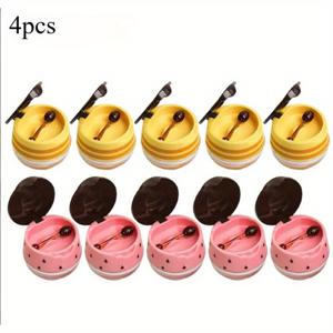 TEMU 4개입 립 마스크 용기, 플립형 립글로스 용기, 립 브러쉬 포함 립밤, 립 프리즈, 립 머드, 립 마스크 용기 (꿀벌 2개 + 딸기 2개)