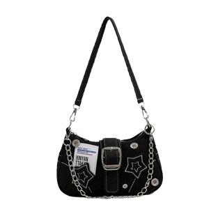 TEMU 핸드헬드 숄더백 뉴 스파이시 스타 언더암 백 패션 스피클링 체인 트렌디 여성 커뮤터 가방