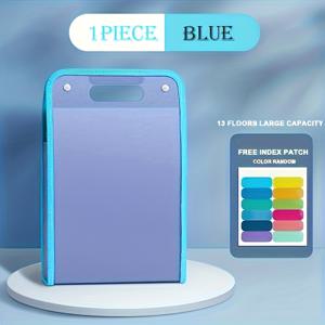 TEMU A4 13겹 클립 폴더, 휴대용 PP 소재, 여행 및 학생에게 적합한 모던 디자인, 문서 정리함 및 무료 분류 스티커 포함, 시험 패키지에 적합, 4가지 색상으로 제공