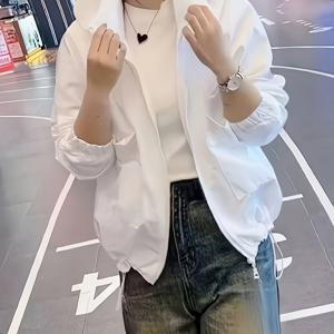 TEMU 여름 신상 여성 화이트 재킷, 유럽 스타일, 캐주얼 반바지 , 가벼운 상의