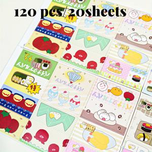 TEMU 120개/20장 수제 드로잉 라인 컬러 스타일 음식 접이식 미니 카드 헤드 장식 미니 카드 접이식 포장 재료 팬 포장 카드, 팬 선물, 상품 보관, 투표 교환, 문화 창작 저널 스티커, 엽서 정리, 펜팔 교환 편지, 사진 보호 카드, 디스플레이 배경, 소품, 선물 포장 봉투, 문구류, 사무실 선물, 수제 가정용, 일반 분류 보관에 적합