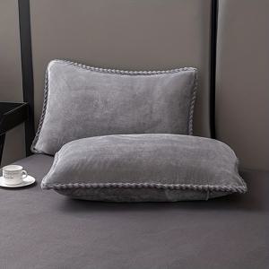 TEMU 2개입 부드럽고 편안한 밀크 벨벳 베개 커버 (채우기 없음), 꼬임 공예 엣지 베개 커버 1개, 통기성, 피부 친화적, 따뜻함, 커플 베개 커버, 봉투형 베개 커버, 홈 데코레이션을 위한 완벽한 선물