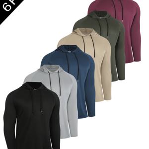 TEMU 6종 세트 - 남성용 경량 후드 스웨트셔츠 - 통기성 좋고 흡습성이 뛰어난 긴팔 상의, 요가, 조깅 및 운동에 적합 - 편안하고 넉넉한 디자인, 농구, 마라톤 및 낚시와 같은 활동에 적합