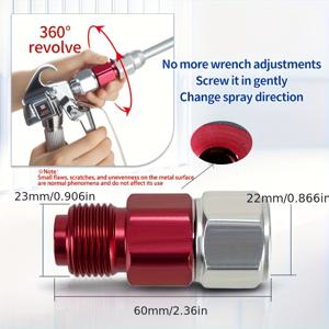 TEMU 1개 360° 회전 스프레이 방향 변환기 – 페인트 스프레이용, 합금 소재, 누수 방지 설계 – 자동차 터치업 및 DIY 프로젝트에 이상적