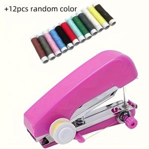 TEMU 휴대용 소형 재봉틀 세트, 전기 불필요 + 12가지 다양한 색상의 폴리에스터 실 - 여행 및 가정용으로 다용도 빠른 수선 도구, 창의적인 재봉 프로젝트에 적합하며 어버이날 선물로 좋습니다.