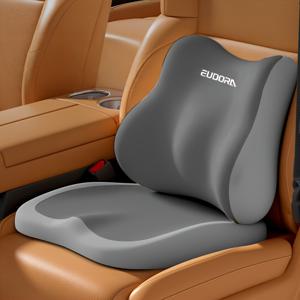 TEMU 자동차용 2종 세트: 신장 높이 조절 시트 쿠션 1개 및 허리 받침대 1개. 운전 시야를 향상시키는 인체공학적 디자인. 부드러운 메모리폼 소재의 스타일리시한 자동차 인테리어 업그레이드 액세서리. 범용 자동차 시트 쿠션 및 허리 받침대 조합 세트