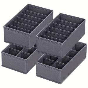 TEMU 양말 및 속옷 서랍 수납함 4개 세트, 접이식 캐비닛 및 옷장 수납함, 옷, 양말, 속옷, 넥타이, 벨트 보관 가능, 침실용