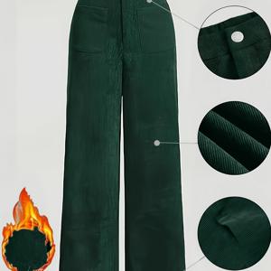 TEMU 솔리드 컬러 우아한 캐주얼 여성용 하이웨이스트 레그 팬츠