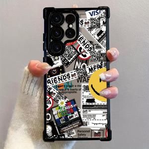 TEMU 패션 신문지 디자인 휴대폰 케이스, 삼성 갤럭시 S25 S24 S23 S22 S21 FE 울트라 플러스 4G 5G 호환, 투명 소프트 백커버, 낙하 방지