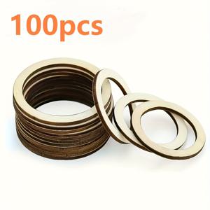 TEMU 100팩 나무 원형 링 - DIY 공예용 블랭크, 페인팅 가능한 무도색 나무 디스크, 파티 장식, 화환, 가랜드 및 홈 크래프트용