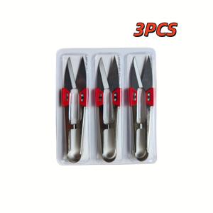 TEMU 3/12개 스테인리스 스틸 소형 가위 (스프링 포함), 가정용, 재봉 가위, U자형 십자수 실 가위