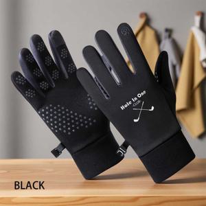 TEMU 1개 구멍이 있는 원클럽 골프 프린트 겨울 장갑 야외 장갑 따뜻한 장갑 스판덱스 따뜻하고 편안한 미끄럼 방지 손바닥 부드러운 내한성 터치스크린 사용 가능 야외 사이클링 하이킹 스키에 적합 이상적인 생일 선물 추수감사절 선물