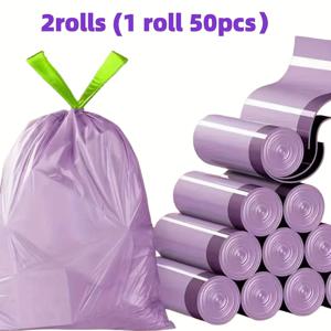 TEMU 보라색 찰밥 (약 4갤런) 양면 드로스트링 특대형 두꺼운 쓰레기 봉투, 휴대용 일회용 가정용 주방 청소 봉투, 무향 자동 잠금 플라스틱 봉투
