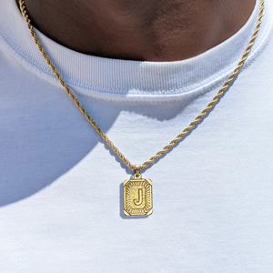 TEMU 1개 힙합 기하학 패턴 304 스테인리스 스틸 26 이니셜 남성 목걸이 이름 펜던트, 데일리 착용 및 남자친구 생일 선물용