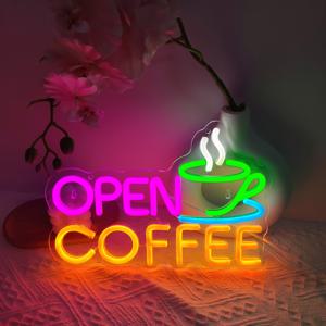 TEMU USB 전원으로 작동하는 오픈 디자인의 네온사인. 카페, 레스토랑, , 가정 주방에 적합하며 밝기 조절이 가능합니다. 커피 애호가 및 사업주를 위한 훌륭한 선물입니다.