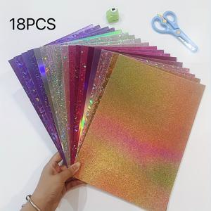 TEMU 부드러운 카드스톡 18매, 18가지 종류의 반짝이는 거울 종이, A4 사이즈 - 8.27*11.69인치, 250G 고급 메탈릭 포일 종이, 공예, 카드 제작, 파티 장식 및 스크랩북 재료, 수제 공예, 메탈릭 종이에 적합
