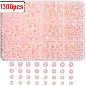 TEMU 4, 6, 8, 10mm 사이즈의 빨간색 및 핑크색 원형 비즈 1300개 세트. 팔찌, 목걸이 등 주얼리 제작에 적합하며 발렌타인데이 선물로도 완벽합니다. 박스 포장.