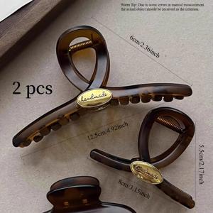 TEMU 빈티지 스타일의 대형 및 중형 거북이 껍질 헤어 클립 2개 세트. 머리 뒤쪽에 거북이 껍질 색상의 고급 품질 상어 클립이 특징이며, 업스타일을 위한 우아하고 패셔너블한 헤어 액세서리. 여성에게 완벽한 선물입니다.