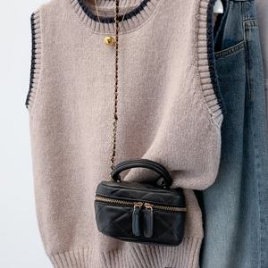 TEMU Rachel Crab - 방향성 봄/가을 라운드넥 스웨터 조끼, 캐주얼하고 우아하며 다재다능한 컬러 블록 탱크 탑, 패션 여성용 스웨터