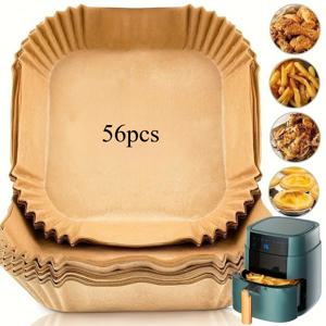 TEMU 56/106개입 논스틱 에어프라이어 라이너 | 일회용 베이킹 페이퍼 시트, 기름 방지, 방수, 내열, 세척 용이, 크리스마스, 부활절, 어버이날, 휴일 요리, 선물용으로 적합