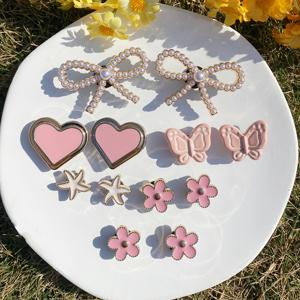 TEMU 핑크 진주 리본 신발 클립 12개입 (대형 하트, 나비, , 꽃 등 장식용). 여성 샌들, 슬리퍼, 비치백에 완벽하게 어울리는 다기능 신발 장식품