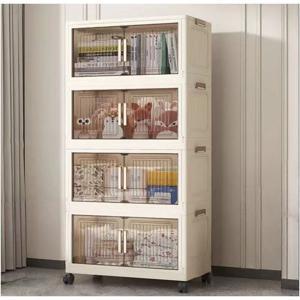 TEMU 양문형 폴딩박스 수납장 접이식 이동식 대용량 리빙박스 정리함 수납장 더블 도어 & 세련된 디자인 옷 보관함 빨래방 가구 투명 프론트 뷰 공간 절약형 가구 튼튼한 구조 홈 오거나이저