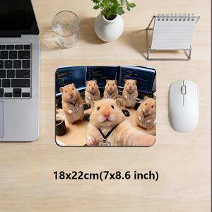 TEMU 해피 리틀 햄스터 밈 패션 마우스 패드 1개, 고무 미끄럼 방지 e 스포츠 게이밍 매트, 미적 디자인의 고화질 프린팅 데스크 매트, 카와이 패드, 예술적인 데스크탑 장식, 다양한 사이즈 선택 가능, PC 주변기기 액세서리용