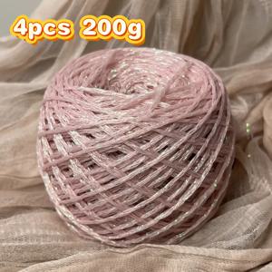 TEMU 형광 코스믹 니트 원단 핸드메이드 세트 4개, 무게 200g/7.05oz, DIY 프로젝트 및 예술 창작물에 적합 | 생생한 6가지 색상: 블랙, 화이트, 그린, 핑크, 베이지, 블루. 인형 코바늘 뜨기, 토트백, 비치백, 휴가 액세서리 및 장식용으로 사용 가능. 창의적인 공예품, 하늘 테마, 색상 선택