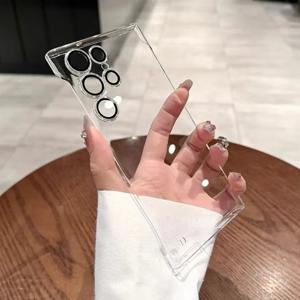 TEMU 삼성 S26 울트라 5G 호환 투명 노엣지 케이스 [카메라 렌즈 보호필름] (벌거벗은 메탈 느낌) 얇은 휴대폰 커버 갤럭시 S26 울트라 호환 충격 방지 케이스