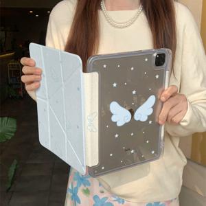 TEMU 아이패드 11세대, 태블릿 보호 쉘 2025년형 10세대에 적합한 간편하고 스타일리시한 블루 윙 귀여운 태블릿 케이스, 펜슬 슬롯이 있는 귀여운 에어 7/6, 9가지 접시부수 방지, 10.2인치 미니 보호 케이스