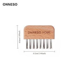 TEMU 휴대용 청소 브러쉬 | 스테인리스 스틸 와이어 & 나무 손잡이 | 플로팅 헤어 제거에 적합