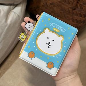 TEMU 사각 작은 흰색 곰돌이 사진 카드 앨범 - (카드 슬롯 32개), 3인치 카드 앨범, 인스타 스타일 커버 앨범, 별 쫓기 카드 앨범, 휴대용 카드 앨범, 카드 보관 앨범, 사진 카드 및 즉석 인쇄 카드에 적합, 휴대하기 편리