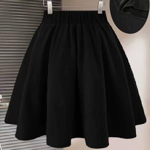 TEMU 세련되고 우아한 코듀로이 파티 스커트, 탄성 허리 햇빛 스커트, 신상 베이스 스커트, A라인 스커트, 발렌타인데이 선물, 루즈핏 푹신한 스커트, 플레어 스커트, 매력적인 숏 스커트